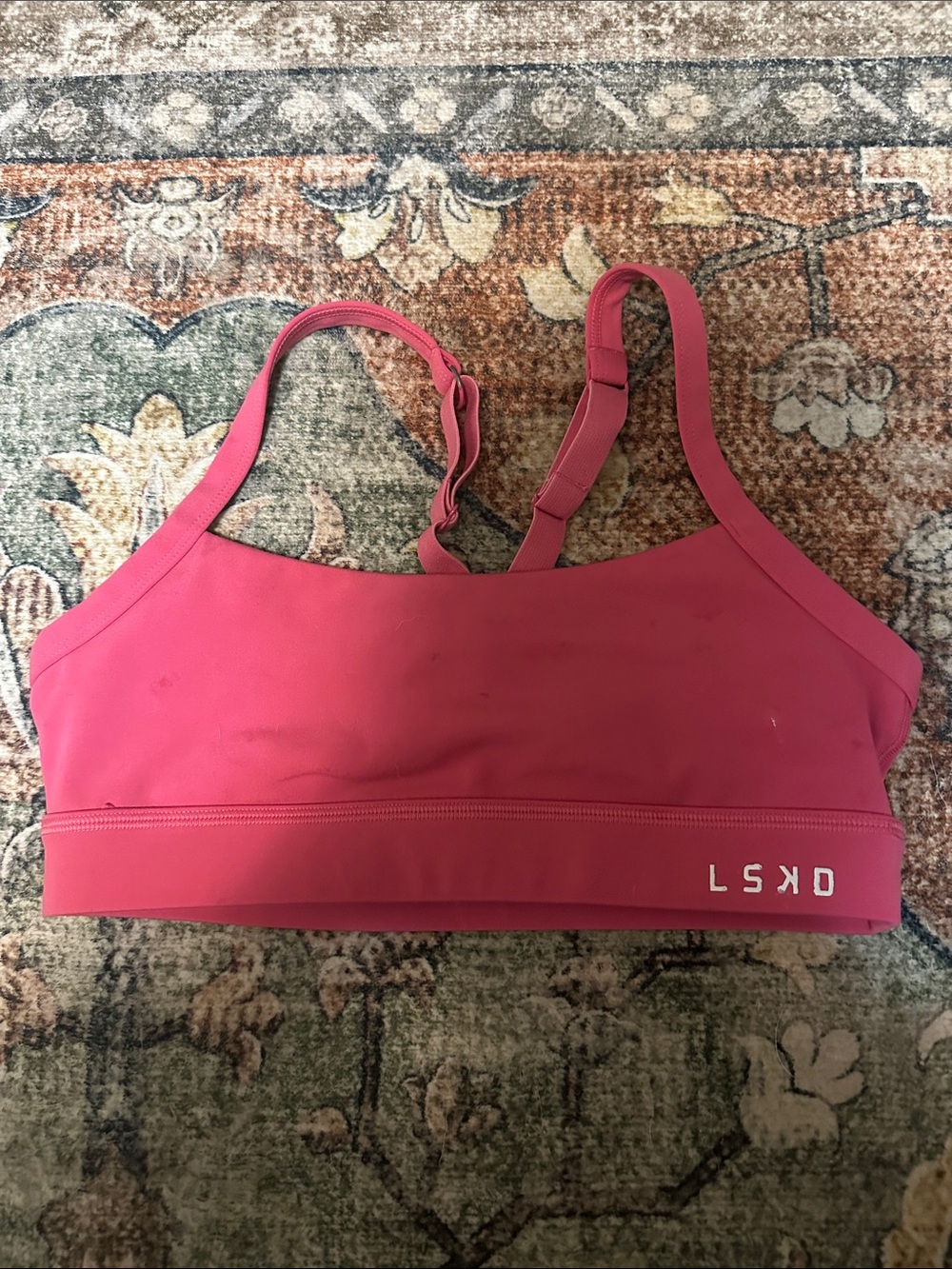 LSKD Pink Adjustable-Strap Sports Bra